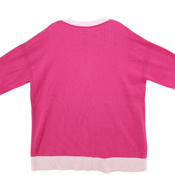 TALBOTS Pink Cardigan Contrasting Trim Stretch Knit EUC Size 1X - Picture 4 of 6